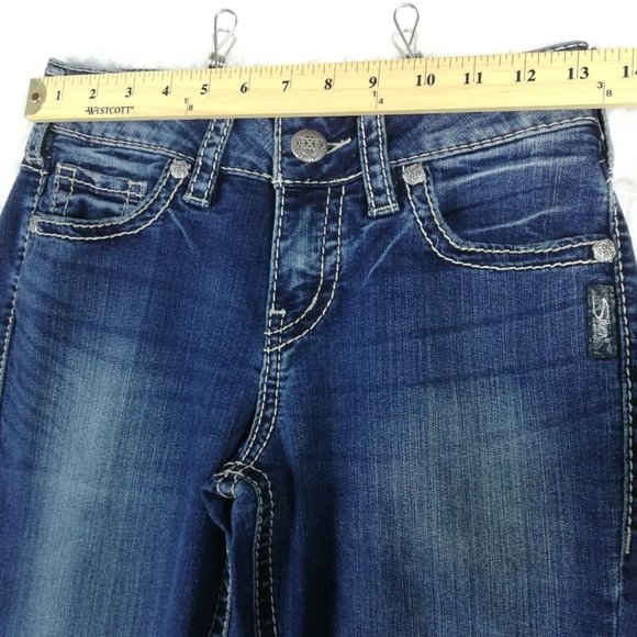 Silver Womens Jeans Suki Mid Slim Boot Cut Blue Denim Super Stretch Med Wash 27 - Picture 7 of 13